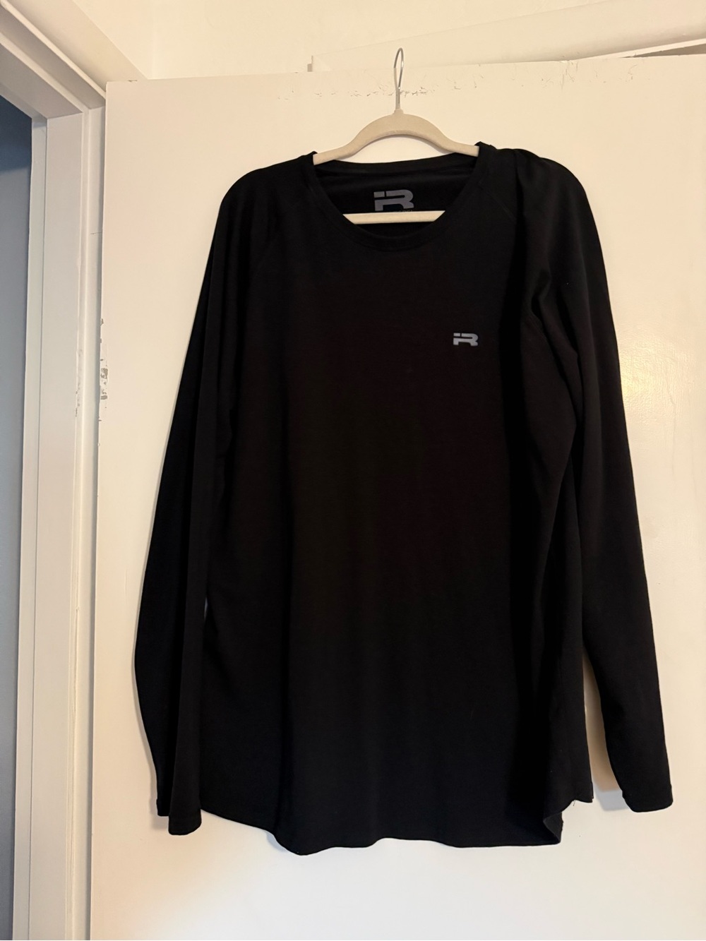 Men's Black Long-Sleeve Crew Shirt-Iron Rebel